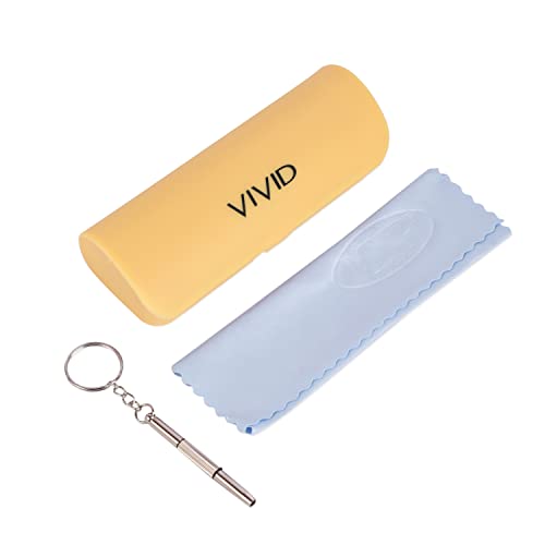 Image of VIVID Vision Unisex Adult Eyewear Specs Case Cover | Screw Driver | Free Cloth | Protect Eye Glasses | Plastic | Spectacles | Cases | AP-394 | 3 IN 1 | Lemon
