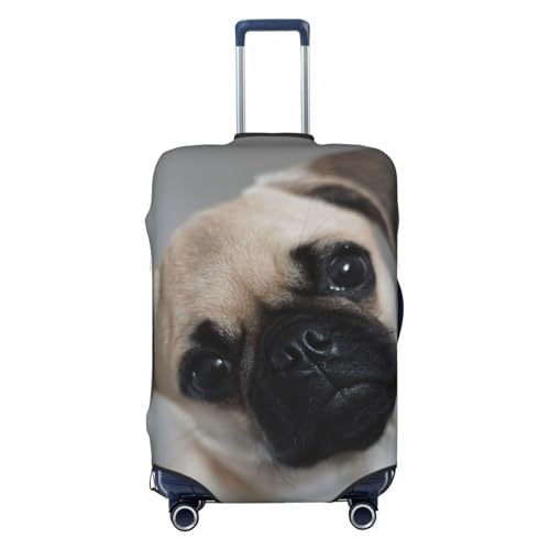 Cute Pug Dog Puppy Travel Luggage Cover Fits 18-32 Inch Luggage, Elastic Suitcase Cover Protector with Concealed Zipper for Wheeled Suitcase Tsa Approved