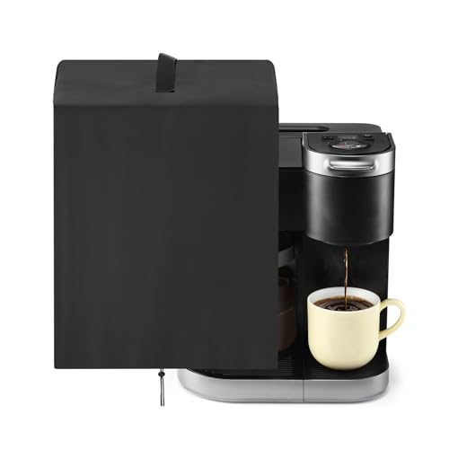Letsteel Dust Cover Compatible with Keurig Single Serve Coffee Maker, 420D Cup Pod Coffee Maker Machine Cover for Home Office, Black