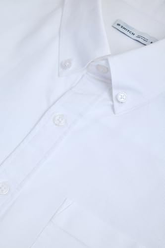 Image of SNITCH Men Casual & Semi-Formal Shirt | Regular Fit Long Sleeve Button-Down Collar Solid Oxford Style | 100% Cotton Breathable Fabric for Office, Date Night