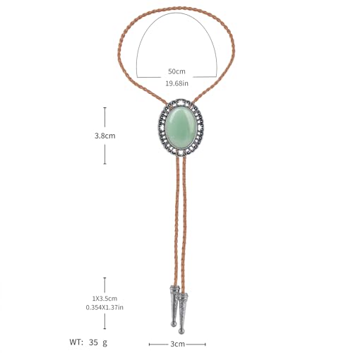 Image of Jeilwiy Bolo Tie for Men Real Stone Westwern Cowboy Ties Silver Bolos Women Leather Necktie Gift for Birthday Christmas