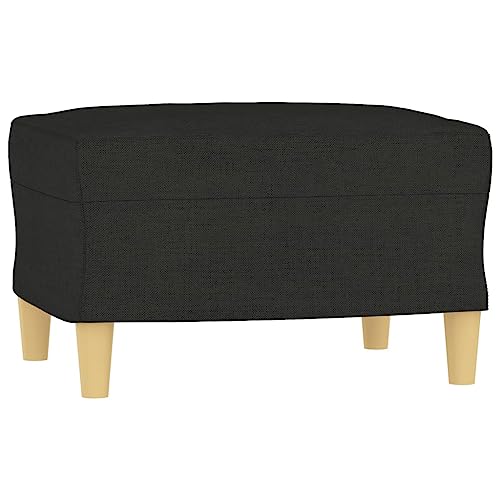 vidaXL Sofagarnitur 4-TLG., Sessel Couch mit Kissen Fußhocker, Sofa Wohnzimmersofa mit Armlehnen, Couchgarnitur Designsofa Sitzmöbel Polstermöbel, Schwarz Stoff – Bild 7