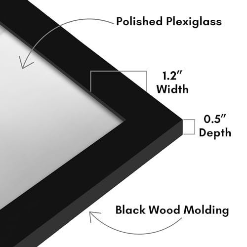 Americanflat 18x32 Poster Frame with Polished Plexiglass - Black Picture Frame - Wide Photo Frames Made of Engineered Wood for Vertical or Horizontal Wall Display - Epic Collection - Black