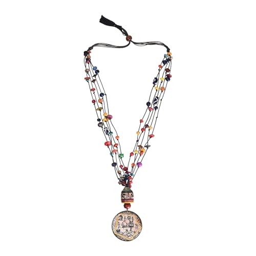 Image of AAKRITI ART CREATIONS Boho & Tribal Handcrafted Necklace Collection | Jute, Wooden & Brass Pendant Designs | Ethnic Collar, Loop & Statement Jewelry for Women | Artisan Festival & Everyday Wear