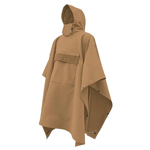 HAZARD 4 PonchoVilla Tactical Poncho, Waterproof Breathable Military Rain Gear, Softshell, Heavy Duty & Packable - Coyote MK2