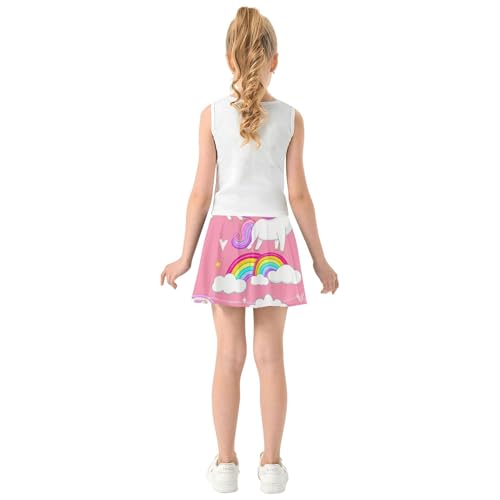 Cute Unicorns Rainbow Pink Athletic Shorts for Girls Skorts Toddler Tennis Skirts Cute Little Girl 3t4