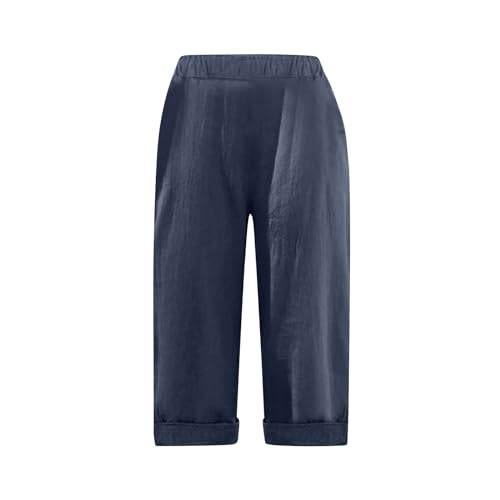 Womens Summer Trendy Casual Elastic Waist Cropped Trouser Fashion Resort Wear Beach Vacation Pant2