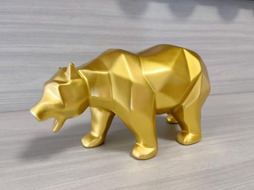 Escultura geométrica abstracta oso decorativo dorado miniatura 2