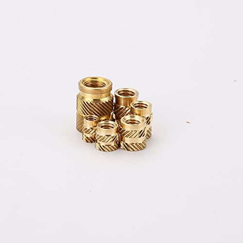 Brass Hot Melt Inset Nuts Heating Molding Copper Thread Inserts Nut SL-Type Double Twill Knurled Injection Brass Nut M2M3 100Pcs(M3 X D5.0 X L4.5)