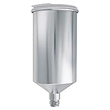 Master Elite 1000 ml Aluminum Gravity Feed Spray Paint Gun Cup with Drip-Free Plastic Push-On Lid - Cup Fits All Master Elite 44 & 88 Series HVLP Spray Guns and Also Fits Several Popular Spray Gun
