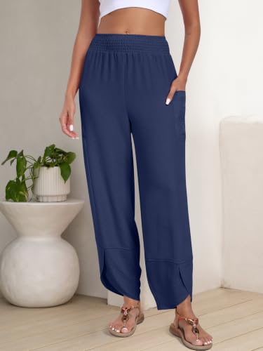 Image of ANRABESS Womens Wide Leg Palazzo Capri Barrel Pants