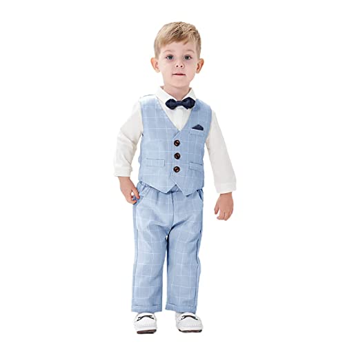 Volunboy Baby Boy Suit Toddler Formal Outfit Kids 3 Piece Vest Gentleman Clothes Long Sleeve Shirt and Pants Set4