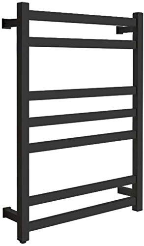 Calentador de toallas montado en la pared de 7 barras, de bajo consumo, 26 W, enchufe eléctrico, toallero calefactable con cable para baño, calentador de toallas de acero, estante de secado, blanco,