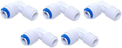 KRPLUS Plastic 1/4 Inch 6mm Male Thread To 1/4 Inch 6mm Tube OD Quick Connect Water Purifiers Tube Fittings Push in to Connector Filter Tubing Hose Pipe Joint for RO Reverse Osmosis System White (Pack Of 5)