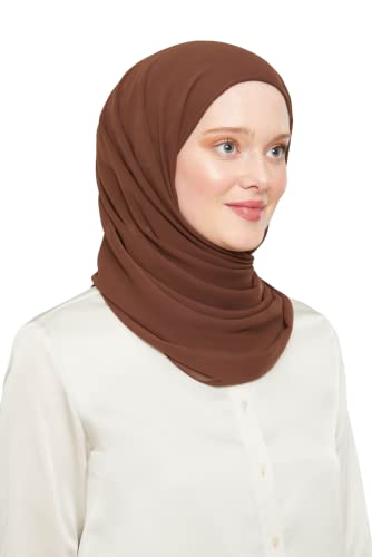 Hijab instantané marron écharpe prête pour masquer les cheveux sans glisser