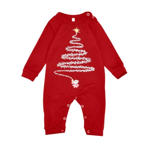 Generisch Familia Año Nuevo Invierno Navidad Casual Fiesta Todos los Pijamas Vestido Familiar Conjunto de Vestidos para Padres e Hijos (Bebé), rojo, 18-25 Monate