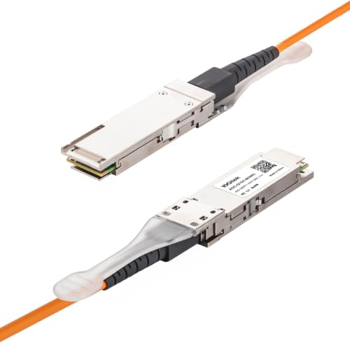 Image of 40G QSFP+ AOC Cable - 40GBASE Ethernet Active Optical Cable, QDR, MMF for Cisco QSFP-H40G-AOC10M, Supermicro CBL-QSFP+AOC-10M and Open Switch, 10-Meter