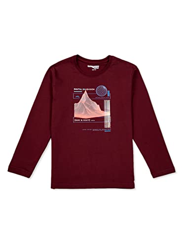 Image of Gini and Jony Boys Grey Printed Cotton Full Sleeves T-Shirt