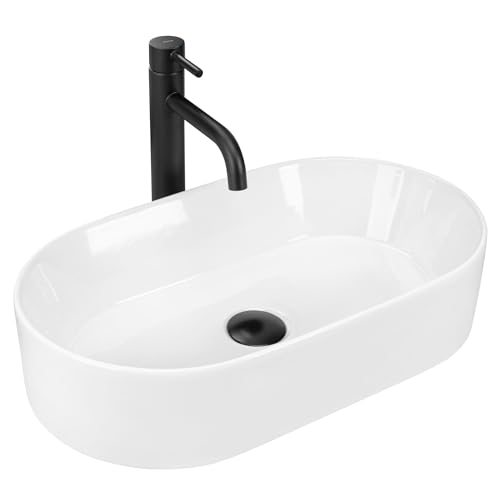 Rea Lavabo sobre Encimera LAYLA 50 Lavabo de baño 30 x 53 x 11,5 cm Cerámica (Blanco)