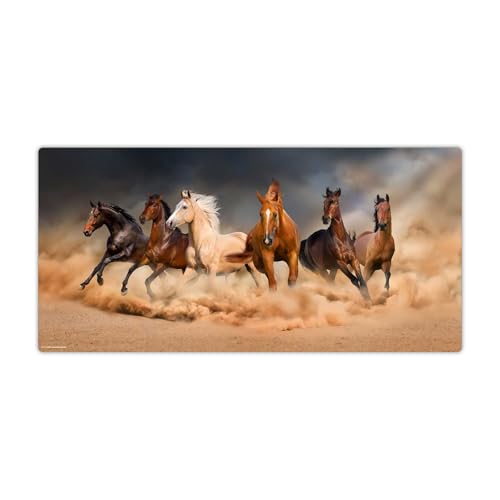 Sous-main de bureau pour enfants et adultes - « Chevaux sauvages » - En vinyle de qualité supérieure - 84 x 40 cm - Sous-main antidérapant avec la...