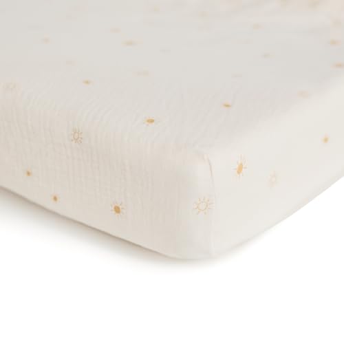 Image of mushie Extra Soft Muslin Fitted MINI Crib Sheet | 24 inchx 38 inch (Sun)