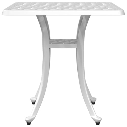 Mesa de exterior de diseño elegante en aluminio fundido color blanco 6