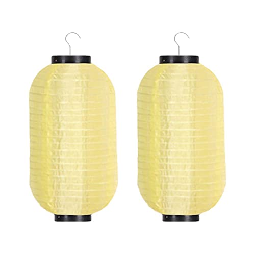 Lanito 提灯 布提灯 長提灯 暖かい黄色 布ちょうちん お盆 店舗提灯 2個セット 防水 再利用可能 折りたたみ式 燈籠 屋外ランタン お盆飾り イベント お祭り 居酒屋/誕生日/結婚式/出店/DIY絵画/装飾用 (30*55cm)