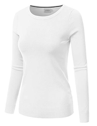 JJ Perfection Simple Soft Knit Sweater Crew Neck Long Sleeve Casual Basic Pullover Sweater Tops for Womens with Plus Size2