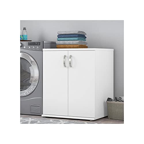 Bush Business Furniture Universal Laundry Room Storage Cabinet with Doors and Shelves, White