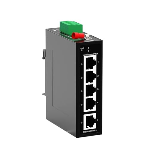 Switch de Red 5 Puertos Gigabit Industrial Switch 1000Mbps Industrial Ethernet Switch Montaje en Carril DIN