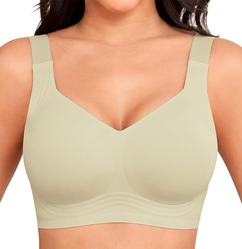 Image of YGJIEGENG Jelly Bra, Wireless, Seamless, Push Up Bras for Women, Green, L