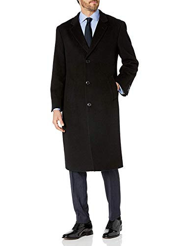 Adam Baker Men's 40901 Single Breasted Wool Cashmere Full Length Topcoat - Black - 44R