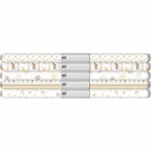 5 x Transparentpapier Rolle 115 g/qm 50x61cm Classic Christmas Creme/braun 5 Motive Sortiert