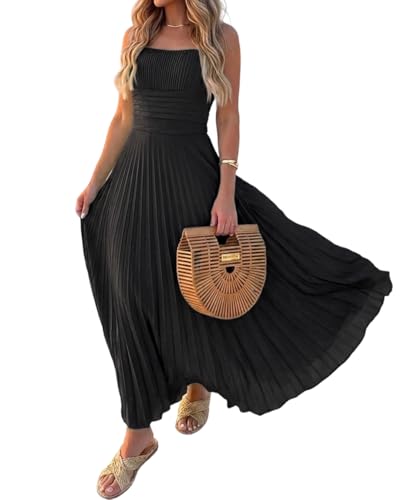 CHCIME Maxi Dress for Women French Style Square Neck Adjustable
