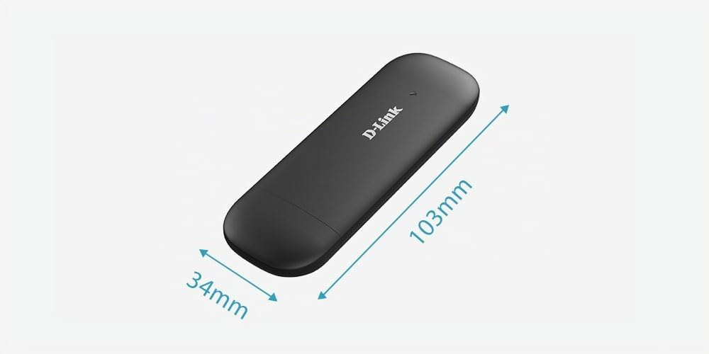 D-Link DWM-222 - Modem 4G LTE USB 2.0, 150 Mbps, SIM Datos Cualquier Operador, LED Estado, LTE/DC-HSPA+/HSPA/WCDMA, gsm/GPRS/Edge, Compatible Windows y Mac, Ranura Micro SD, Negro
