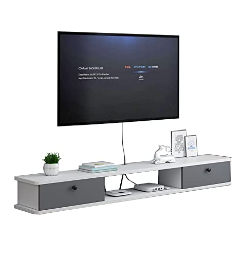 Mueble flotante para TV, con puerta y consola de medios abierta, estante simple para decodificador superior, adecuado para dormitorio y sala de estar, fuerte capacidad de carga (tamaño: 100 cm, color