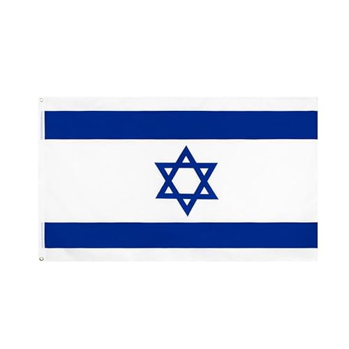 Israel Flagge 90 x 150 cm, Israeli Flagge 3 x 5 ft - Israelische flagge für Außenbereich mit 2 Messing-Ösen, Israel Flagge für Gebrauch im Freien