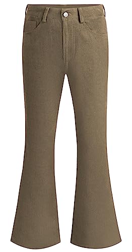 Men's Corduroy Bell Bottom Flares Pants 60s 70s Outfits Vintage Bootcut Autumn Trousers Khaki