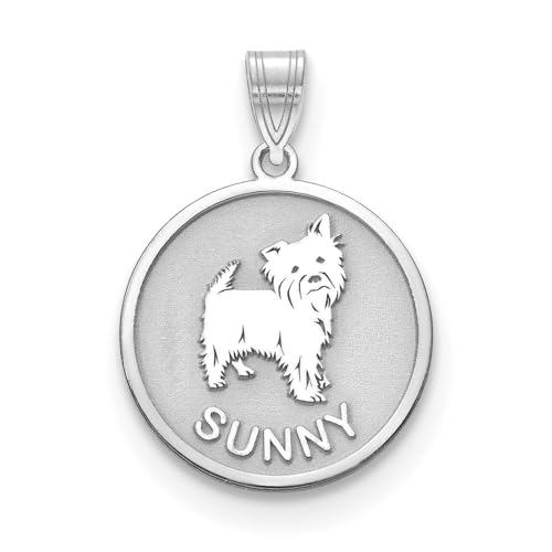 Solid 14k White Gold Personalized Dog Charm Pendant