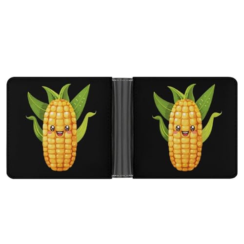 Cute Corn Vegetable Vegan Funny Men's Slim Bifold Wallet with Multiple Card Slots Front Pocket Purse