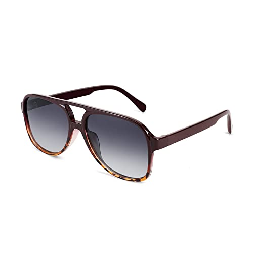 Image of FEISEDY Vintage Retro 70s Plastic Aviator Sunglasses Women Men Classic Large Squared Frame B2751