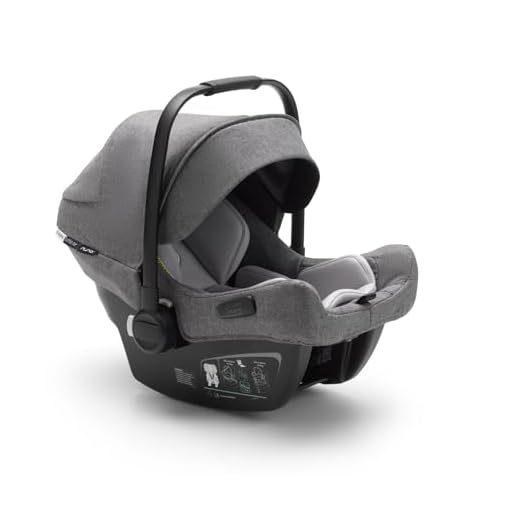 Bugaboo Turtle Air by Nuna, silla de coche cómoda para bebés y niños, ultraligera, segura y práctica, con capota y ventanita, gris