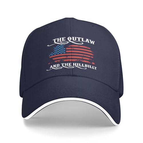 FOESUNIT Outlaw Hillbilly 2024 Flag Hat Women Baseball Hats Funny Cap, Navy Blue-1, One size