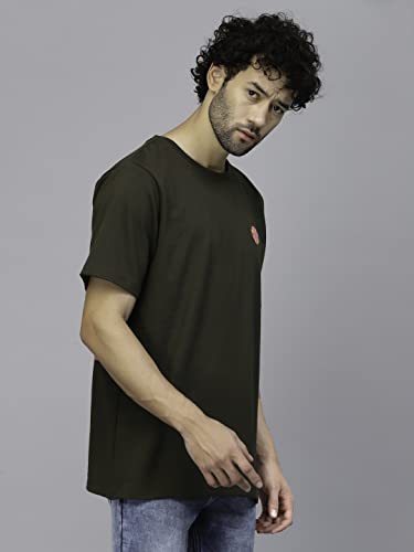 Image of Rigo Back Printed Half Sleeves Round Neck Oversized T-Shirt for Men | Drop Shoulder T-Shirt for Men | Loose Baggy Fit T-Shirt for Men
