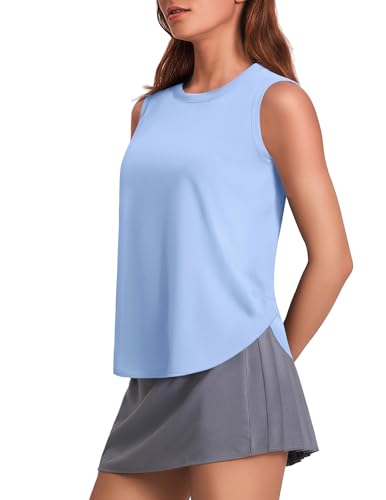 PINSPARK Workout Tank Tops Woman UPF 50+ Yoga Tanks Quick Dry Sleeveless Gym Shirts with Side Slits Loose Fit Athletic Top