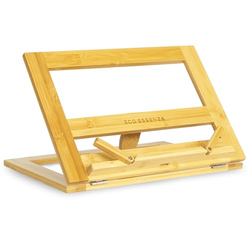 ECOESSENZA atril para libros - soporte libros de bambu para estudiar y lectura - soporte sobremesa libro, tablet y partituras
