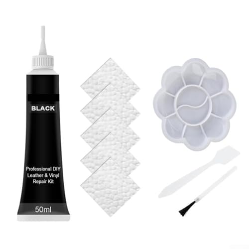 Jotekonoby Kit de crème de voiture 50 ml de pâte de rénovation du cuir pour rayures, fissures et pelage sur sièges de voiture, canapés, chaussures, avec outils d'application (noir, 50 ml)