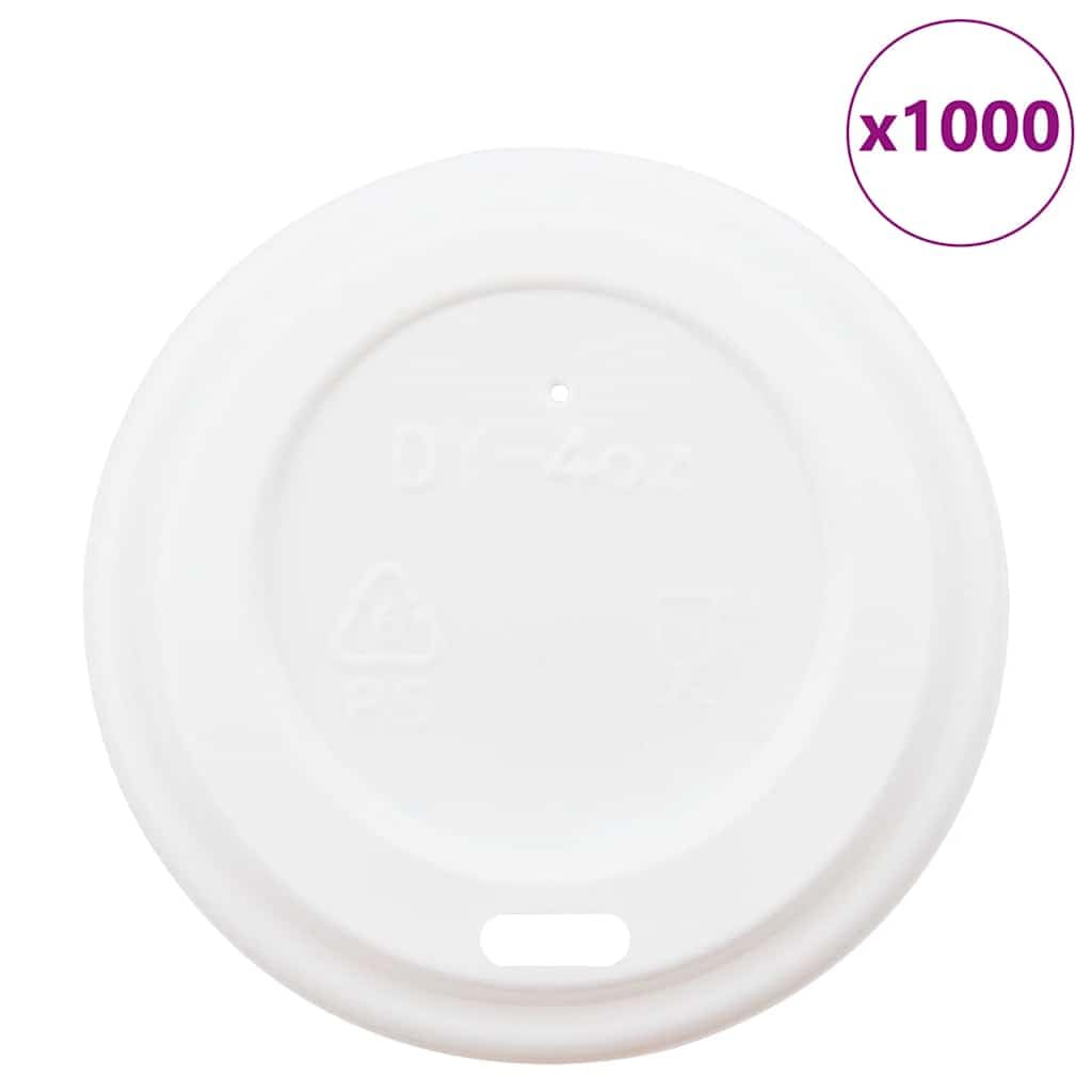 1000 sztuk pokrywek papierowych Ø 60 mm do kubków 4 oz, pokrywka z tworzywa sztucznego, zabezpieczona przed wyciekaniem, biała do gorących napojów, kawy i herbaty