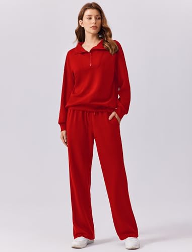 Image of PINSPARK 2 Piece Sets for Women 2026 Fall Outfits Sweatsuit Oversized Sweatshirt Wide Leg Sweatpants Matching Set Tracksuit