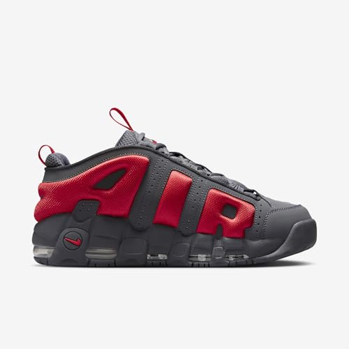Nike Air More Uptempo Low Men's Shoes (FZ3055-002, Dark Grey/Metallic Silver/Light Crimson) Size 9.53